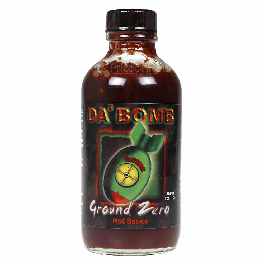 Da'bomb Ground Zero Hot Sauce Extra Hot Pepper Extract 321,900 Scoville 4 Oz. 1