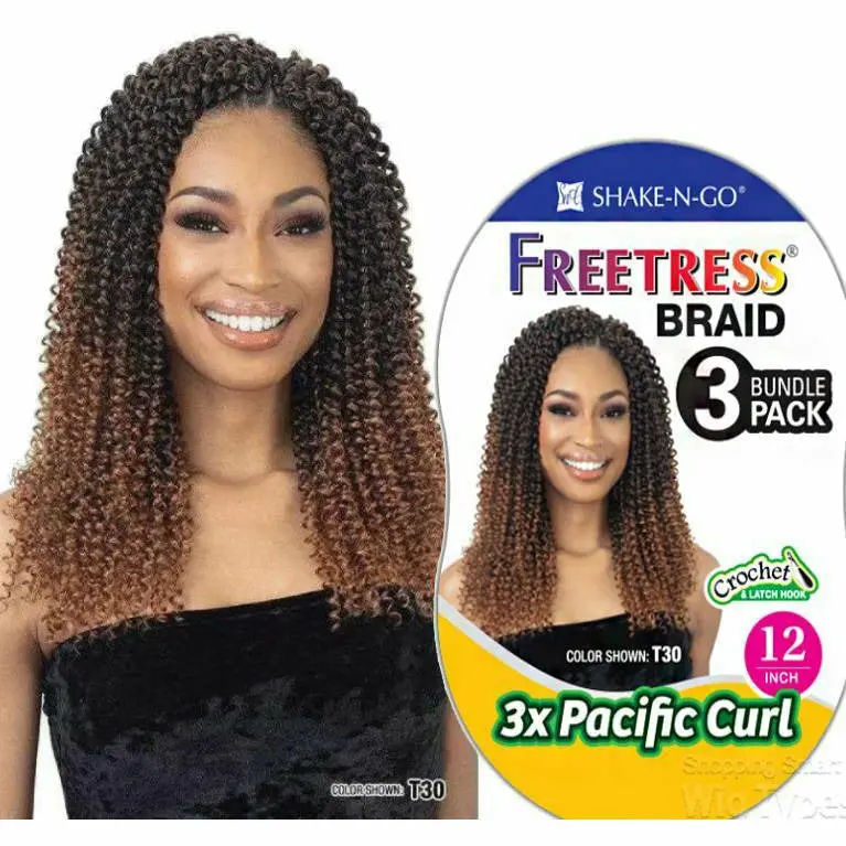 Freetress: 3X Pacific Curl 12" Crochet Braids - Final Sale 1