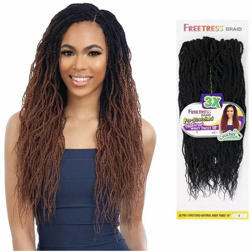 Freetress: 3X Pre-Stretched Natural Wavy Twist 18" Crochet Braids 1