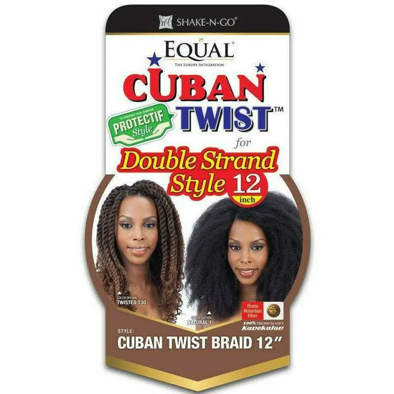 Freetress: Equal Cuban Twist Braid 12" Synthetic Hair Double Strand Style 1