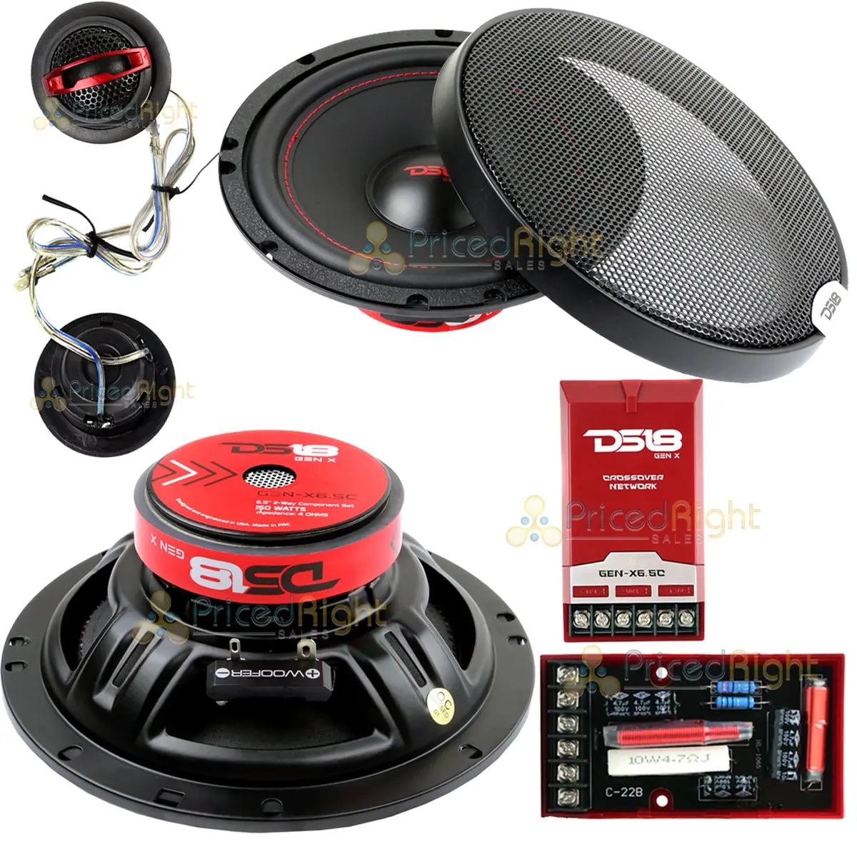 Ds18 6.5" Inch 2 Way 150 Watts Max Component Speaker Set Gen-X6.5C With Tweeters 1