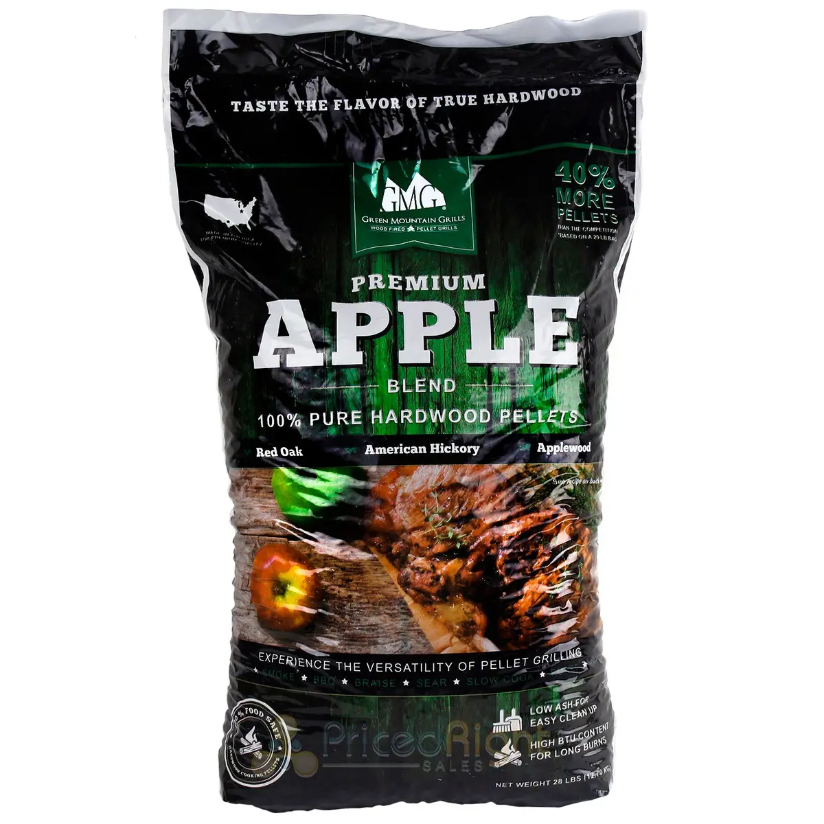 Wood Cooking Pellets Apple Pellet Blend 28 Lb Bag Red Oak Hickory Applewood Gmg 1