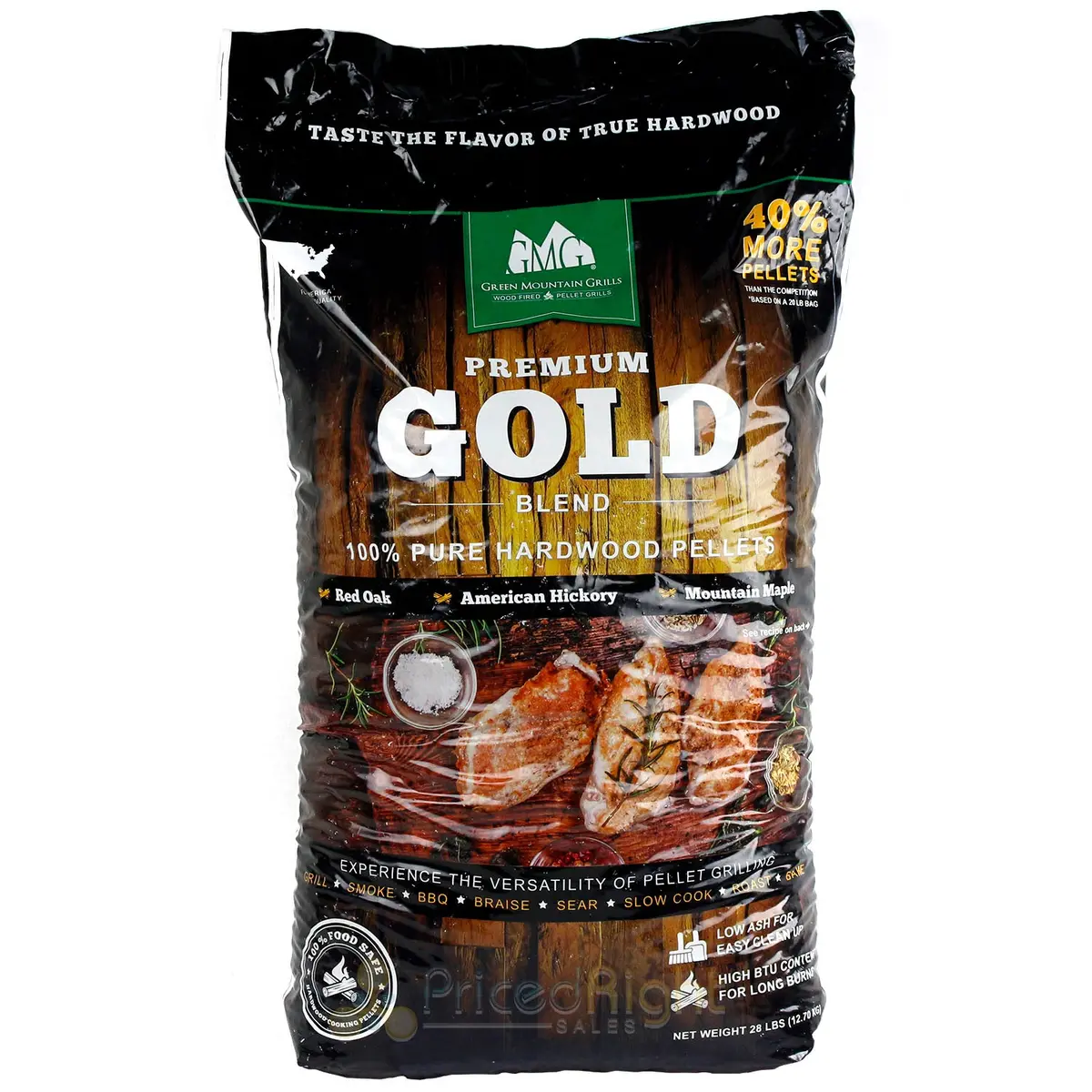 Green Mountain Grills Bbq Pellets Premium Gold Blend 28 Lb Bag Hickory Maple Oak 1