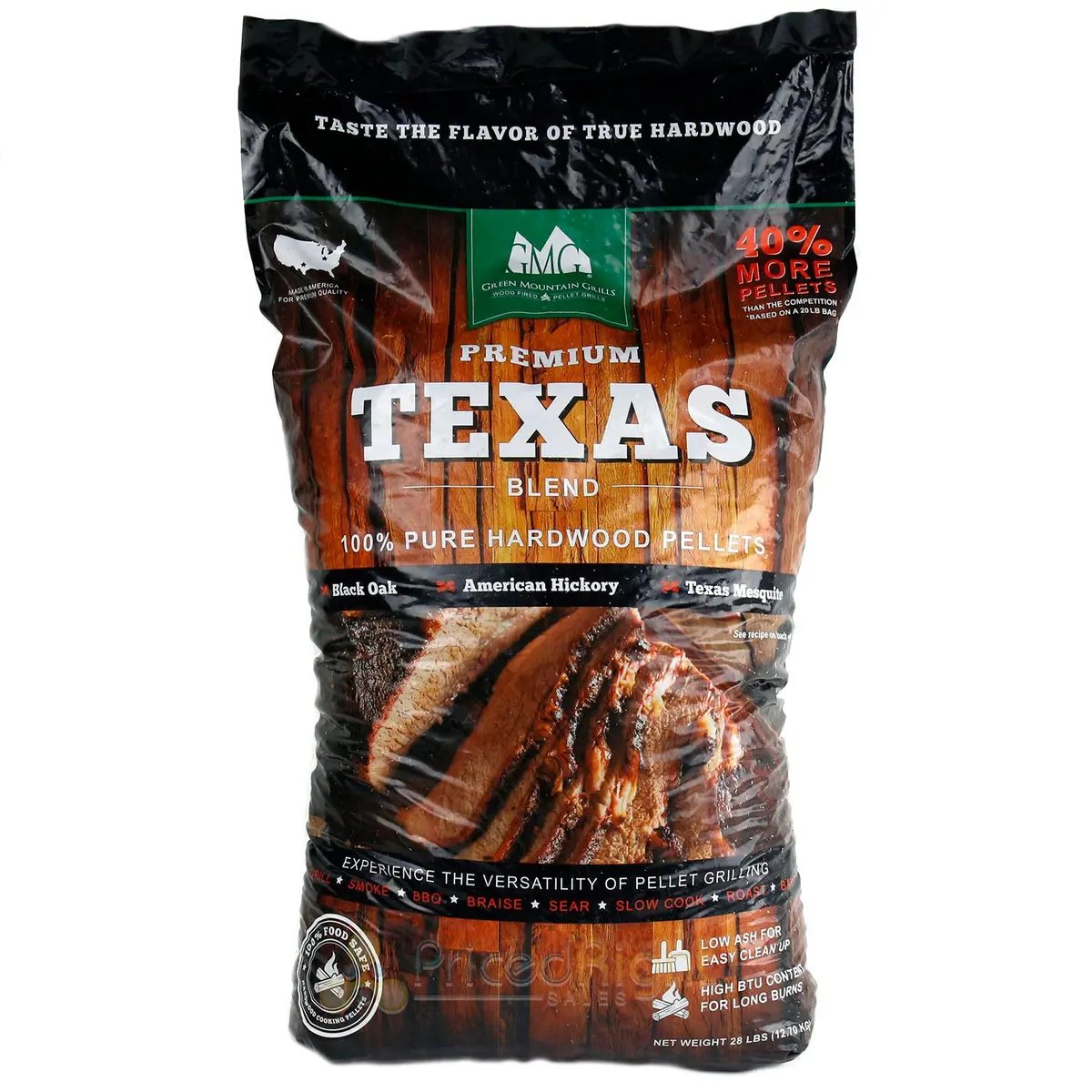 Green Mountain Wood Cooking Pellets Texas Blend 28 Lb Black Oak Hickory Mesquite 1