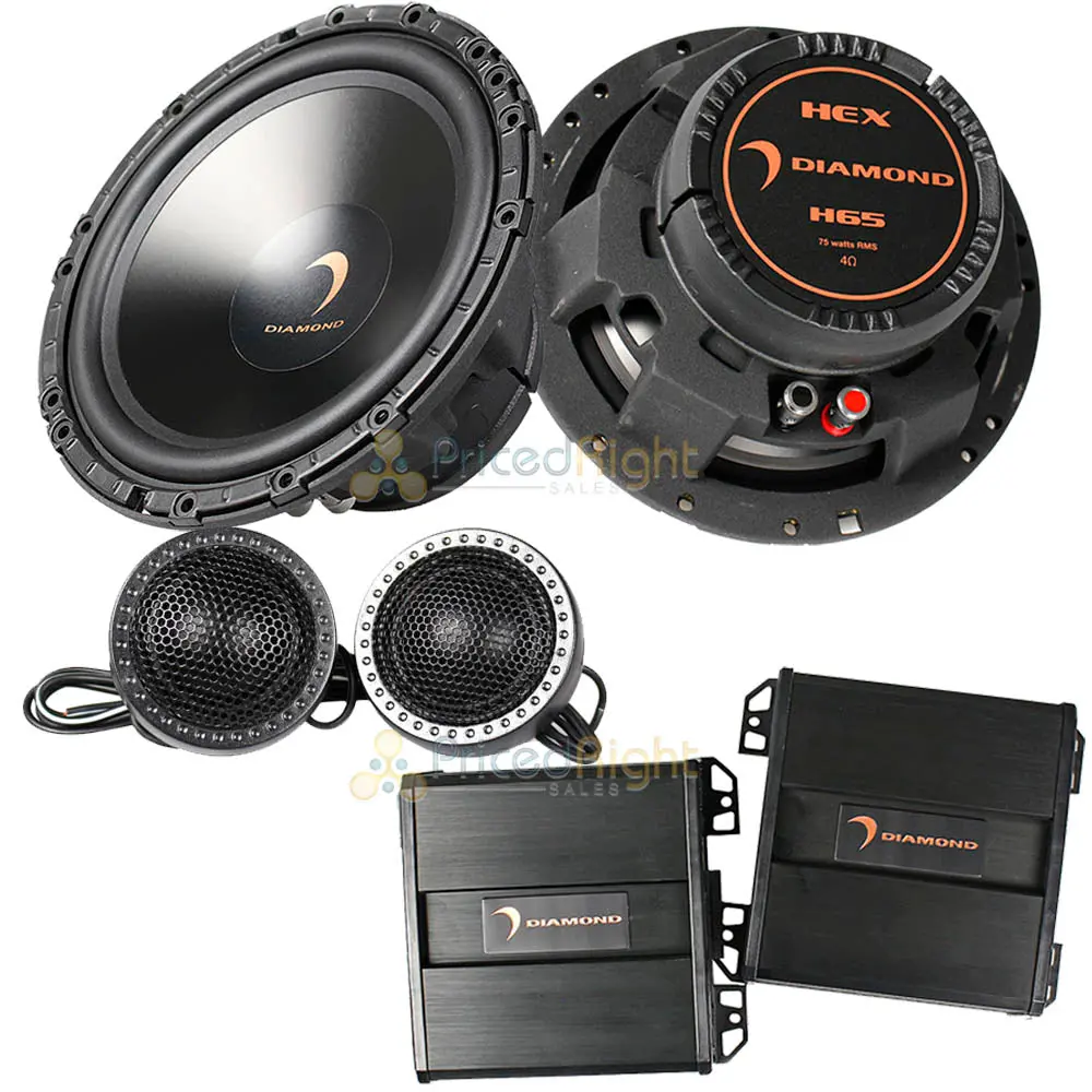 Diamond Audio 6.5" 2 Way Component Speaker System 150 Watts Max Hex Series H65s 1
