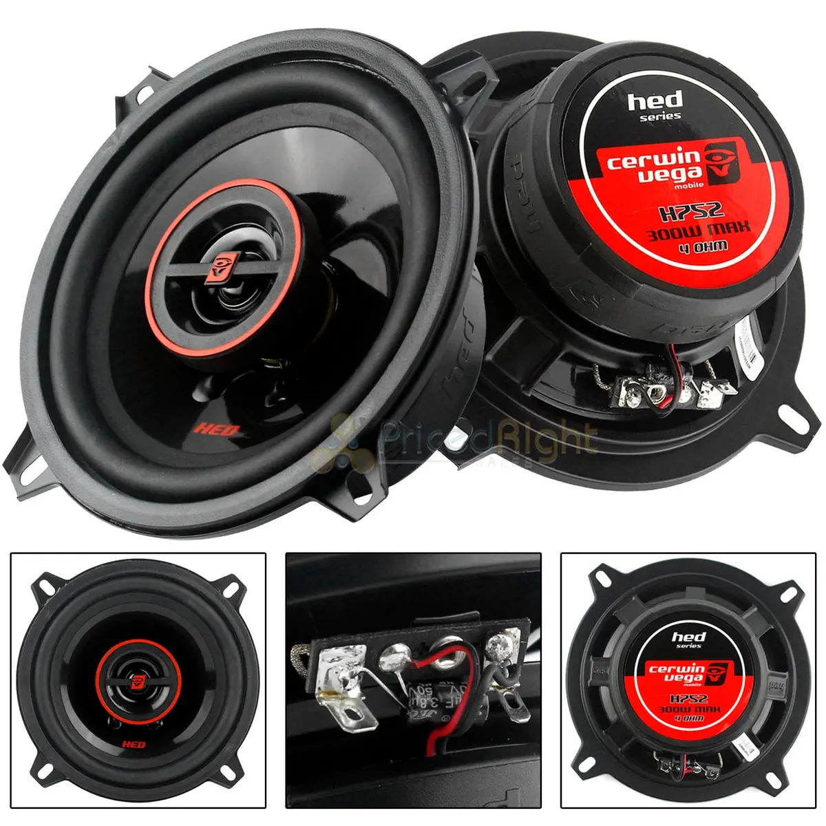 5.25" 2-Way Coaxial Speaker System 300 Watts Max Hed Series Cewin Vega H752 1