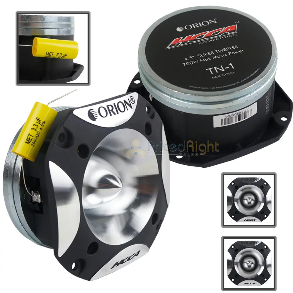 2 Pack Orion Hcca Tn-1 4.5" Super Bullet Tweeter Neodymium 175W Rms Competition 1