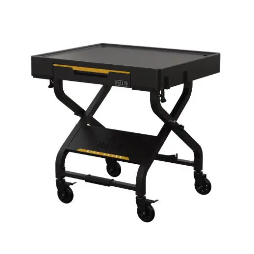Halo Countertop Collapsible Cart With Drop Down Storage Drawer And Tool Hooks 1
