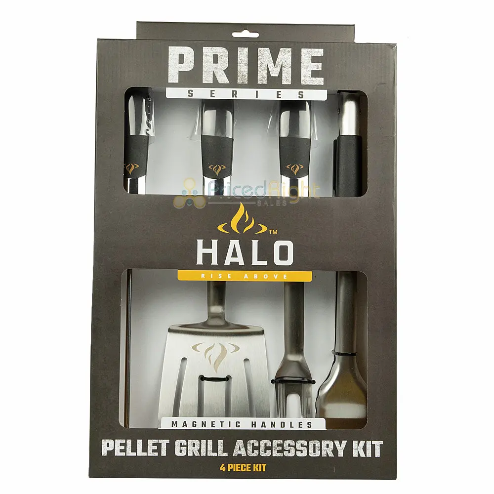 Halo Pellet Grill Essentials Kit Spatula Tongs Pigs Tail And Fork Set Hs-3012 1