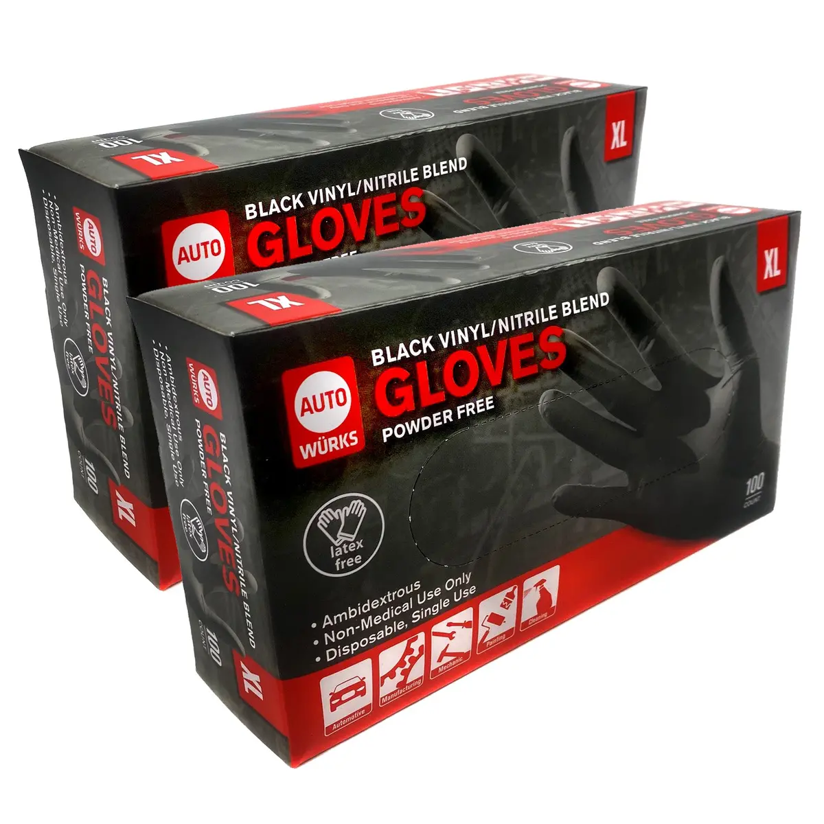 Black Nitrile Disposable Gloves Powder Latex Free Industrial X-Large 200 Count 1
