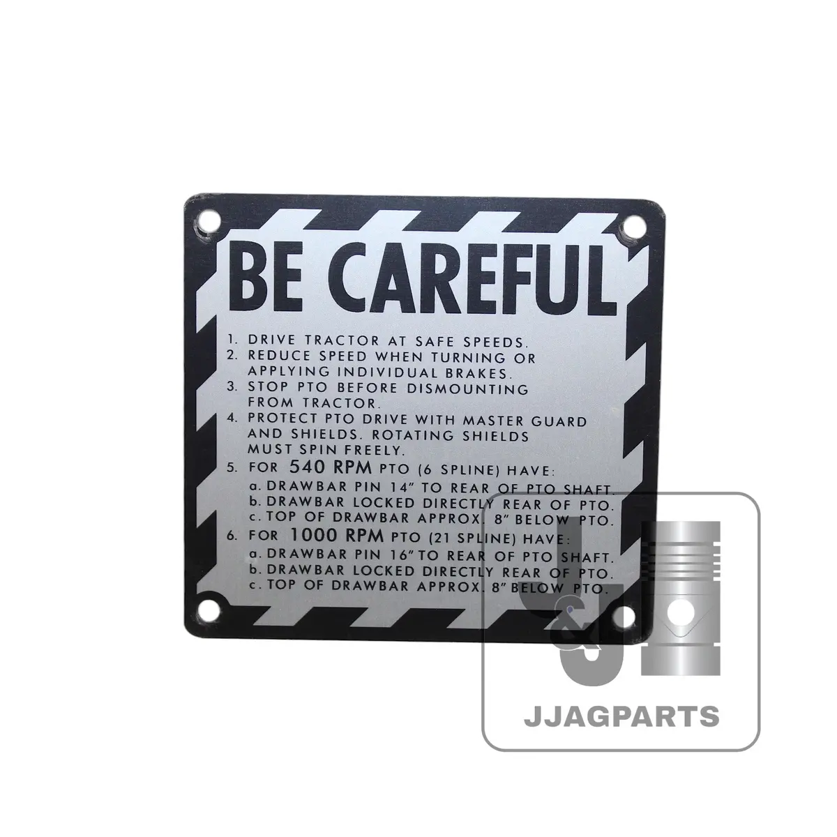 Be-Careful Plate -Fits  John Deere 1010 1020 2510 3010 3020 Tractor 1