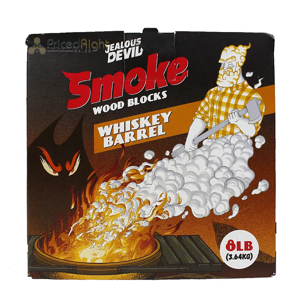 Jealous Devil Smoke Whiskey Barrel Blocks Real Hard Wood 8 Lbs Jdsmokewsky08 1