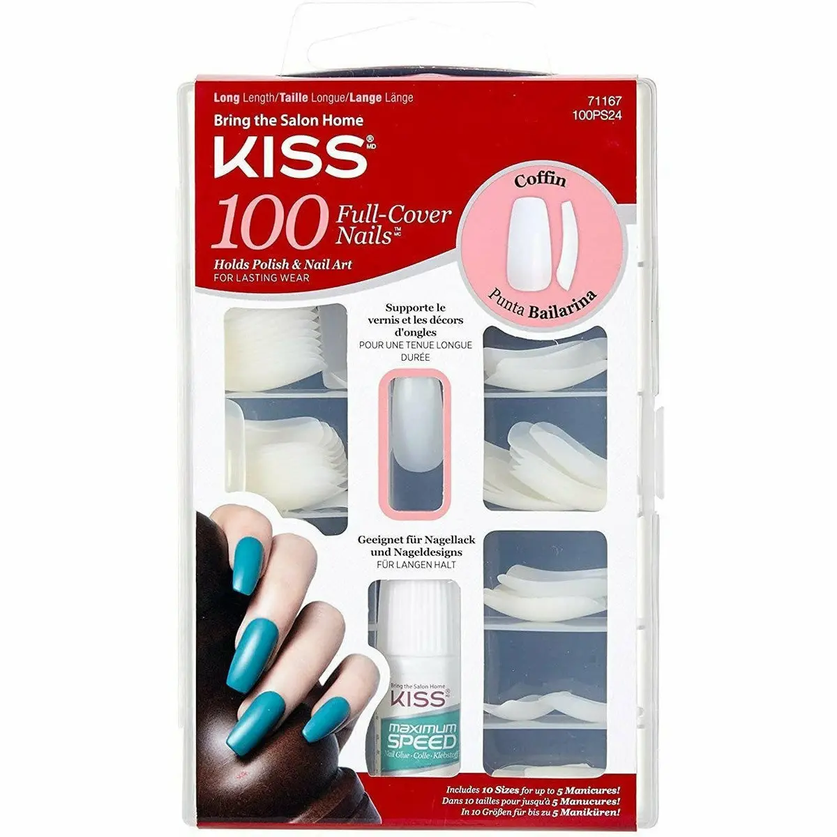 Kiss: 100 Full Cover Nails Coffin Ballerine #71167 1