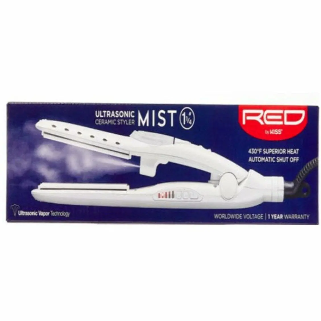 Red By Kiss: Ultrasonic Ceramic Styler Mist 1 1/4" Flat Iron 1