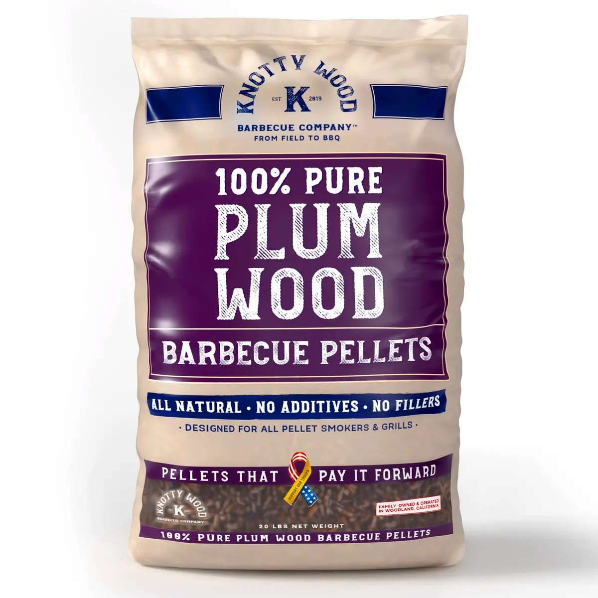 100% Plum Wood Bbq Cooking Pellets 20 Lb Bag 100% Natural Sweetness Knotty Wood 1