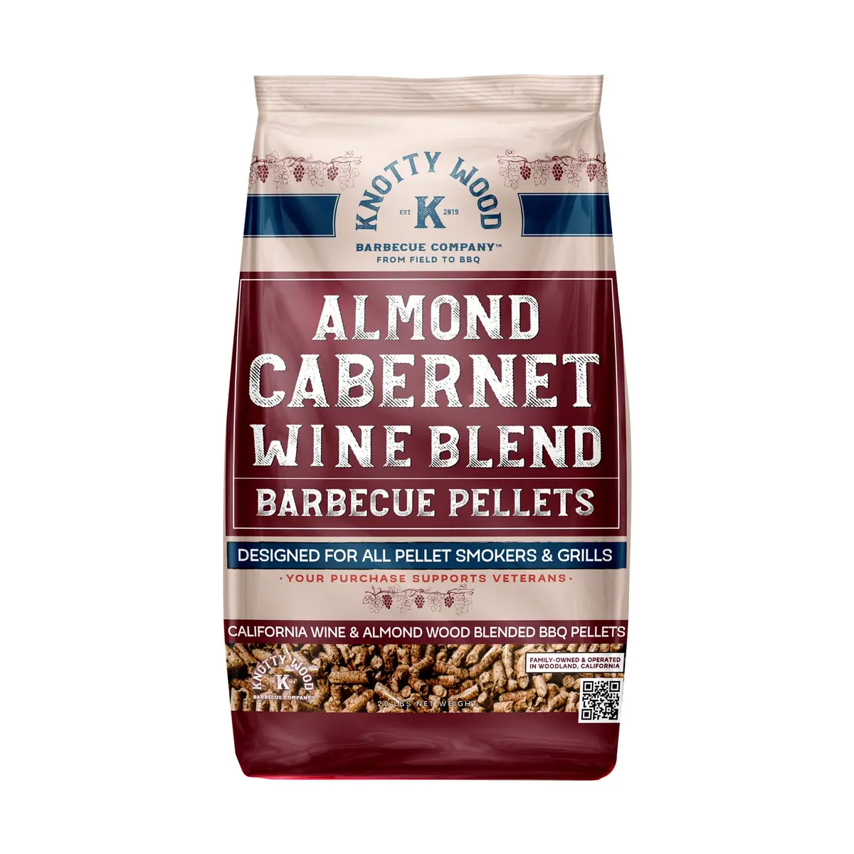Almond Cabernet Cooking Pellets Red Wine Oak Blend Natural Knotty Wood 20Lb Bag 1