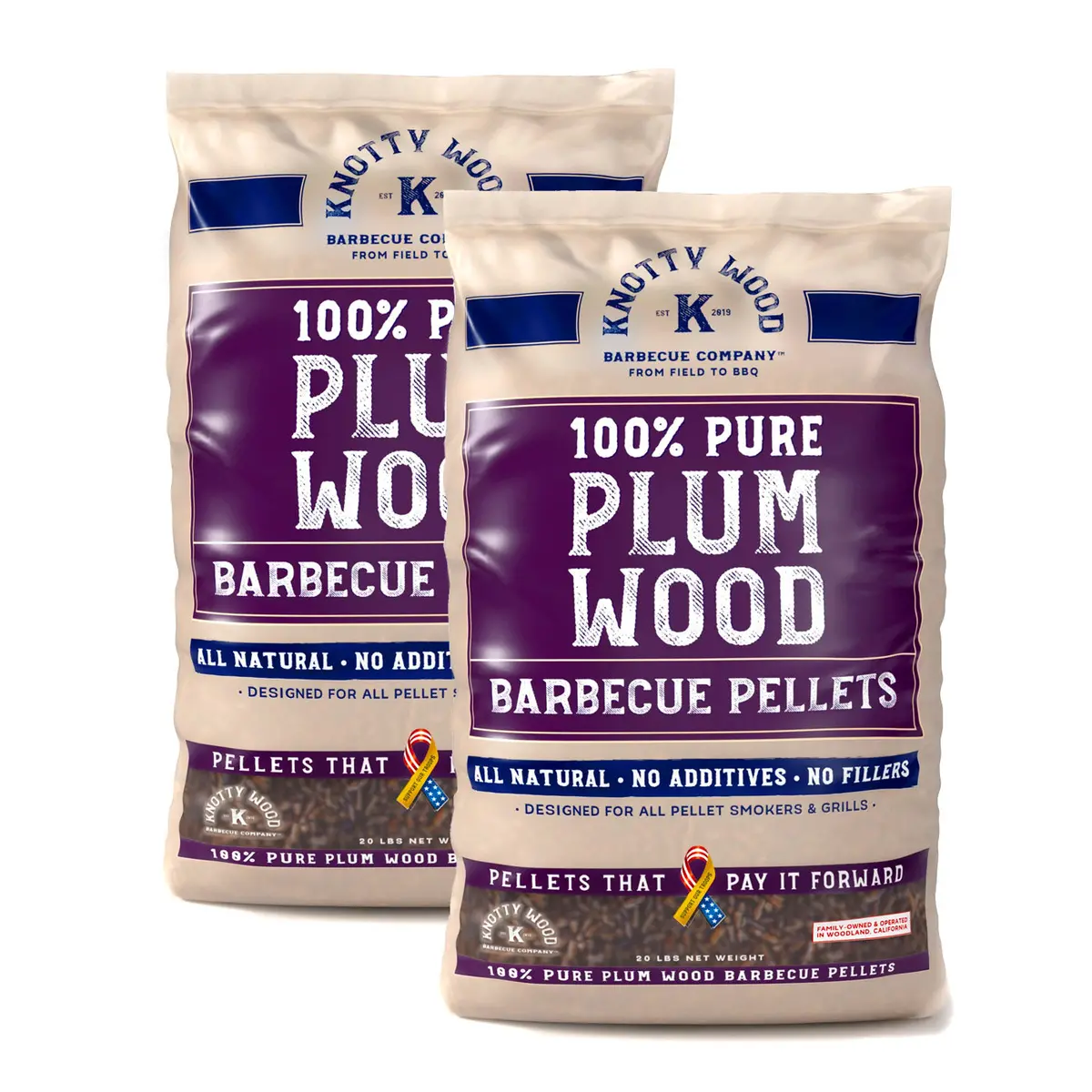 40Lbs Knotty Wood Plum Wood Cooking Pellets Bbq Smoker Sweet Smoke 20# Bags 1