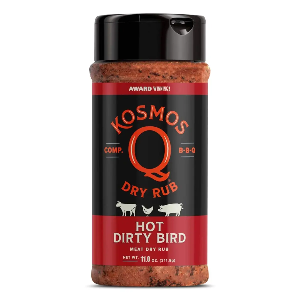 Kosmos Q Hot Dirty Bird Seasoning Rub 11 Oz Shaker Bottle Kos-Birdht 1