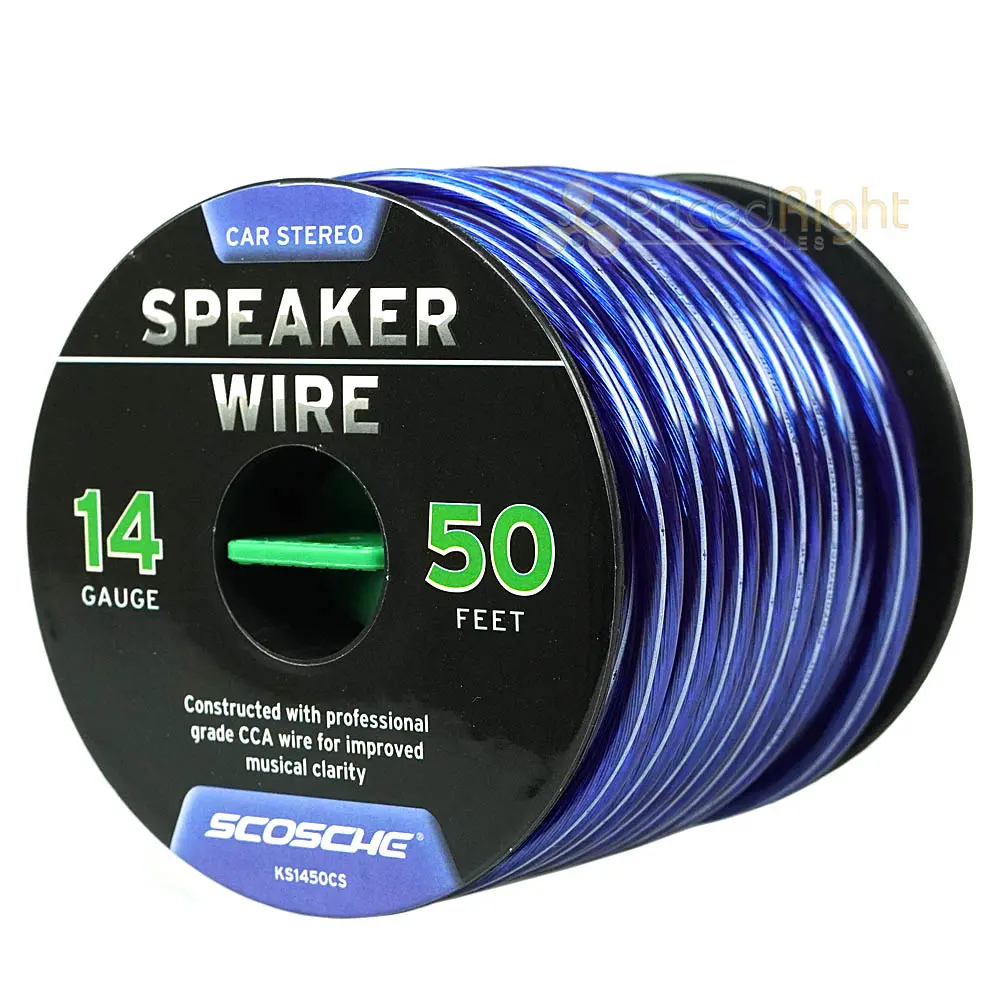 Scosche 14 Gauge 50 Ft Speaker Installation Wire Cca Car Audio Blue Ks1450cs 1