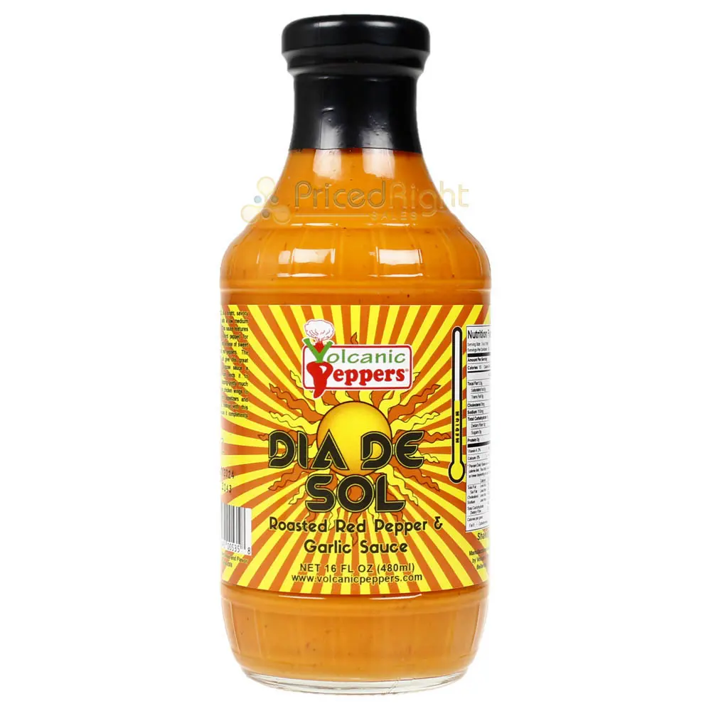 Volcanic Peppers Dia De Sol 16 Oz Bottle All Purpose Condiment Sauce Lavadds 1