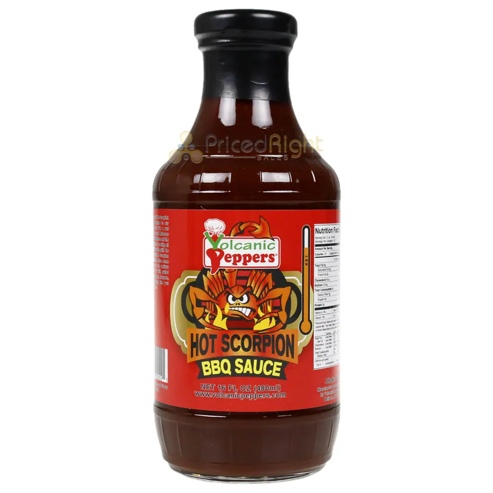 Volcanic Peppers Hot Scorpion Bbq Sauce 16 Oz Bottle Ghost And Scorpion Lavahsb 1