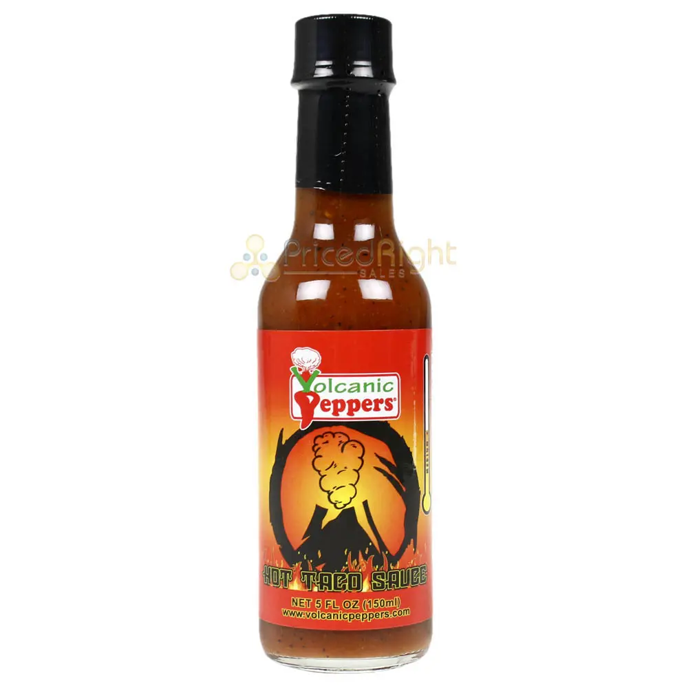 Volcanic Peppers Hot Taco Sauce 5 Oz Bottle Medium Heat Trinidad Ghost Lavahts 1