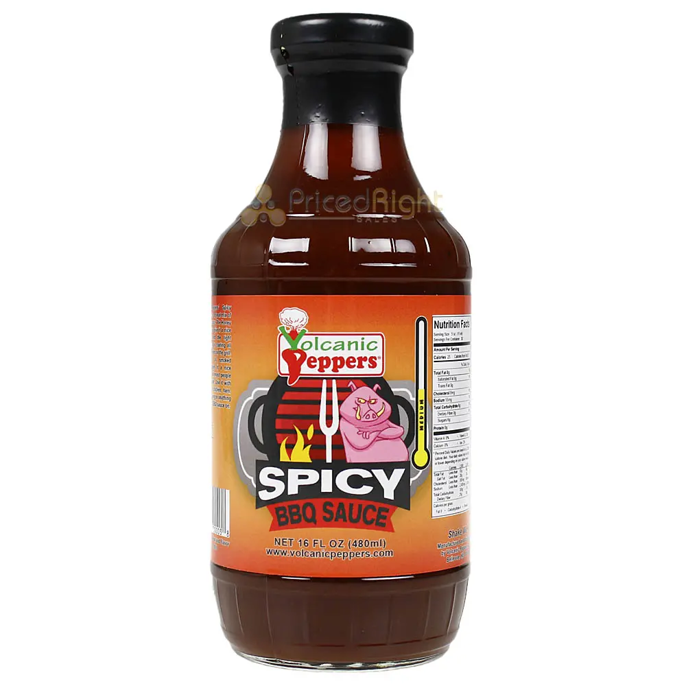 Volcanic Peppers Spicy Bbq Sauce 16 Oz Bottle Sweet Smokey Spicy Lavasbb 1