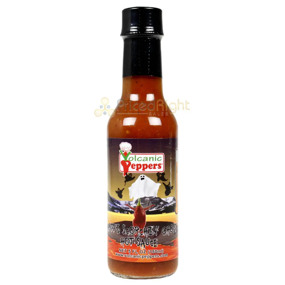 Volcanic Peppers Scott's Scorchin' Ghost Hot Sauce 5 Oz Bottle Spicy Lavassgps 1