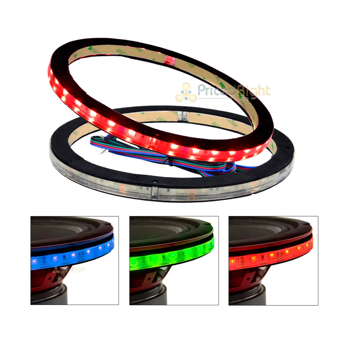 (2) ﻿﻿10 " Waterproof Rgb Led Speaker Rings 1/2" Spacer Ds18 Lring10 Accent 1
