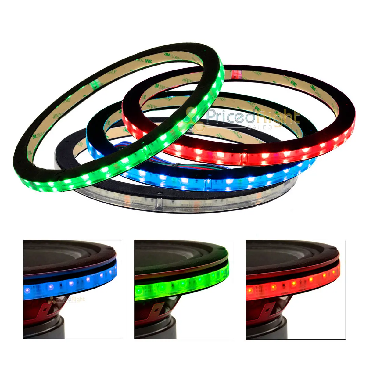﻿(4) ﻿﻿10" Waterproof Rgb Led Speaker Ring 1/2" Spacer Ds18 Lring10 Accent 1