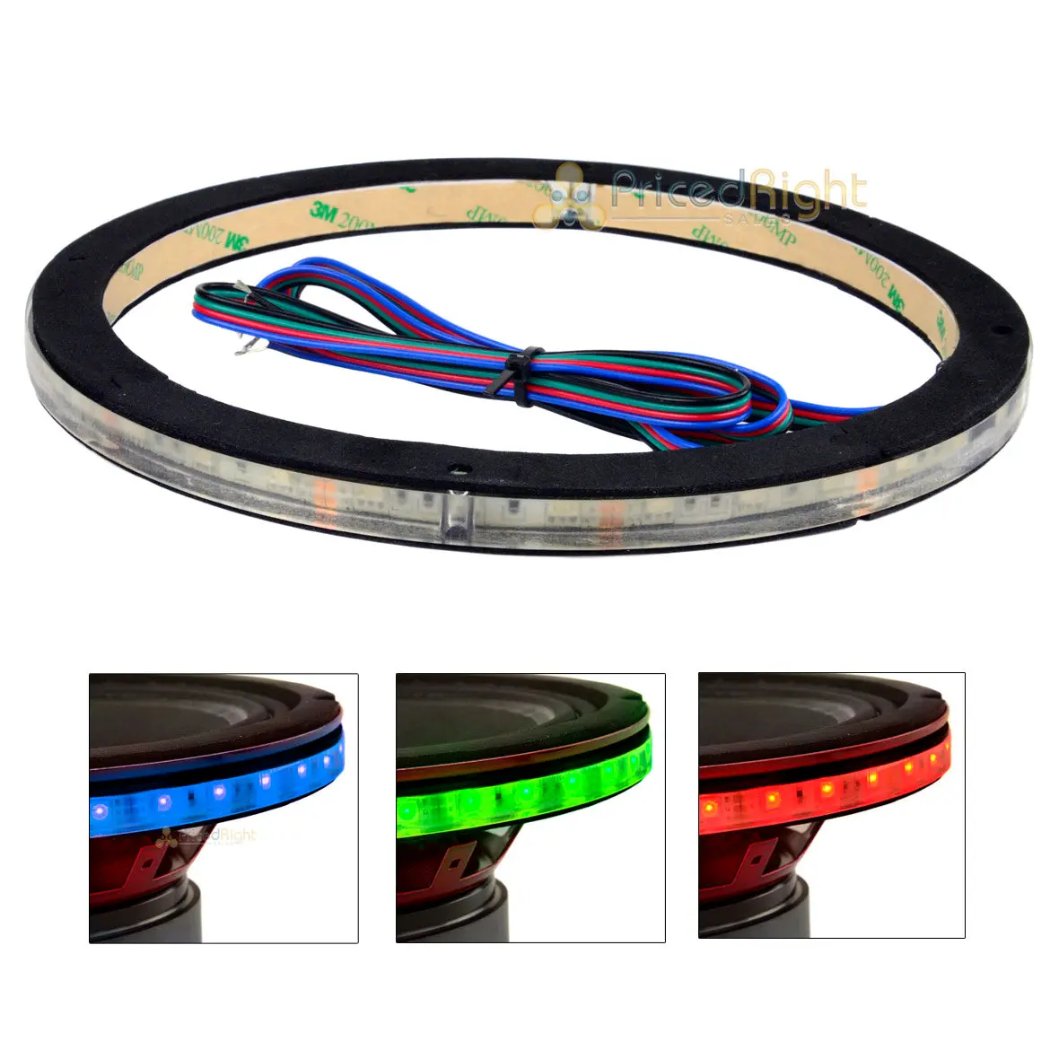 10" Waterproof Rgb Led Speaker Ring 1/2" Spacer Ds18 Lring10 Accent Single 1