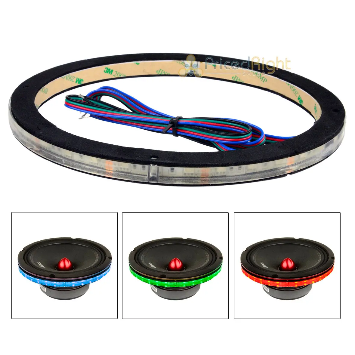 Ds18 Single 6.5" Speaker Ring Rgb Led 1/2" Spacer Waterproof Light Lring6 1