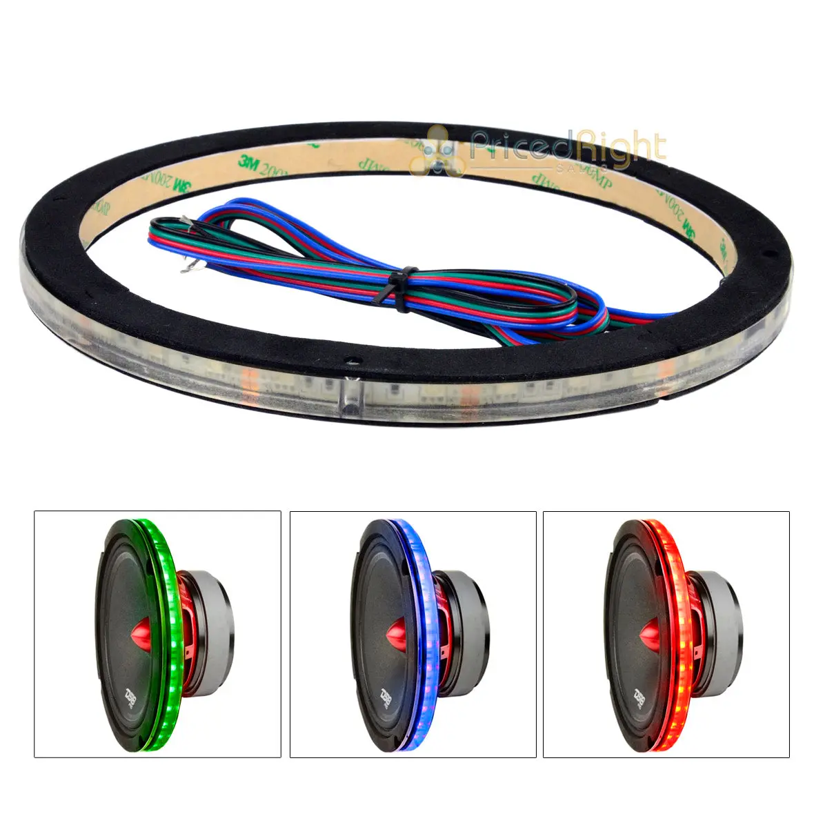 Ds18 Single 8" Speaker Ring Rgb Led 1/2" Spacer Waterproof Light Lring8 1