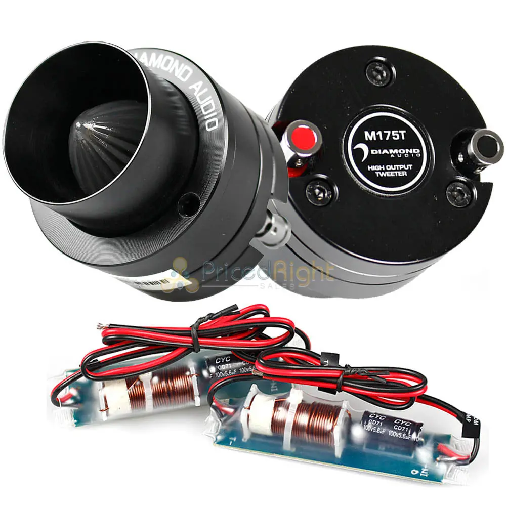 Diamond Audio 1" Super Bullet Tweeters Motorsport 100W 4 Ohm M175t 2-1/4" Wide 1