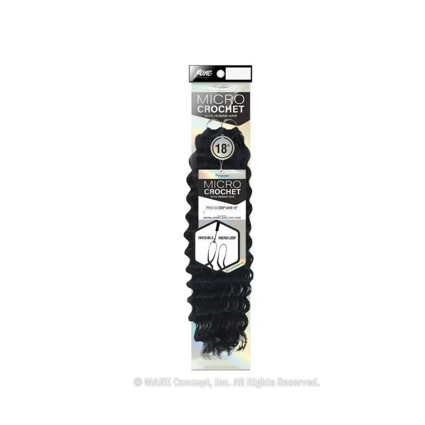 Mane Concept: Pristine Feather Micro Crochet Deep Wave 18" 1