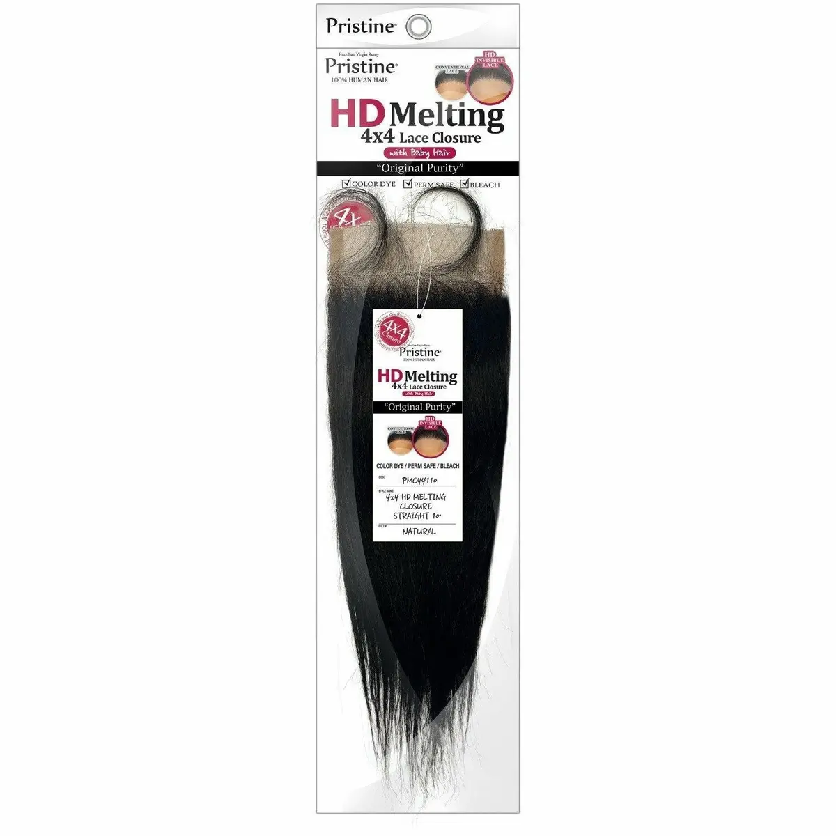Pristine: 4X4 Hd Melting Lace Closure 100% Human Hair 1