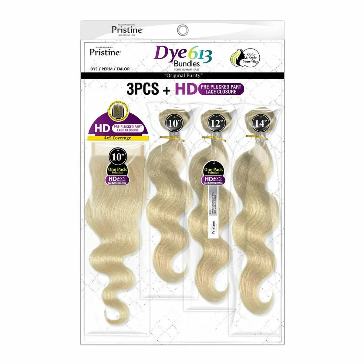Pristine: Dye 613 Bundles 3Pcs+ Hd 4X4 Closure - Body Wave 1