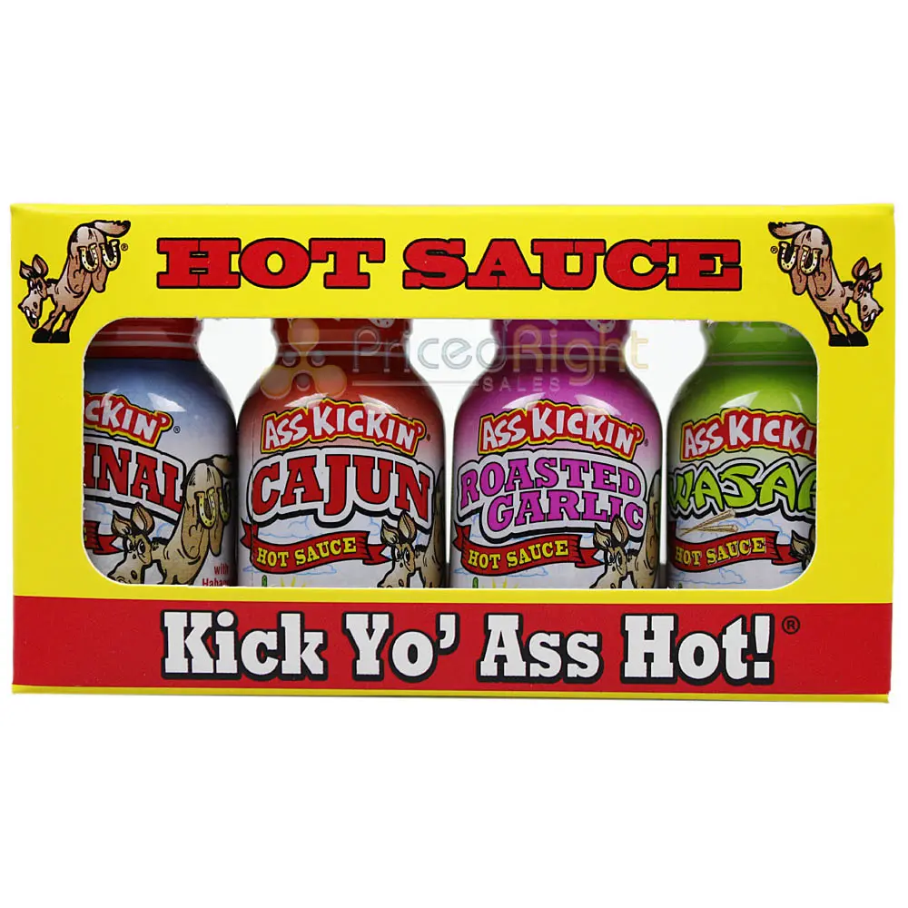 Hot Sauce Kick Yo Ass Hot Travel Pack 4 Bottles Of .75 Oz Gift Set Mb4pk 1