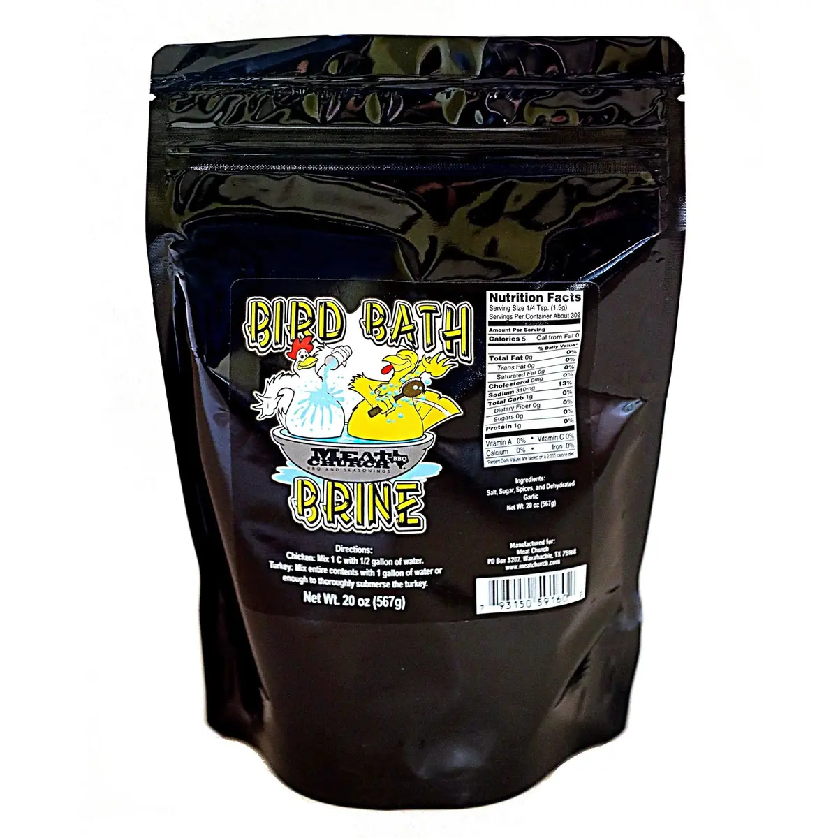 Meat Church Bird Bath Poultry Brine Chicken Turkey 20 Oz 1.25 Lb Resealable Bag 1