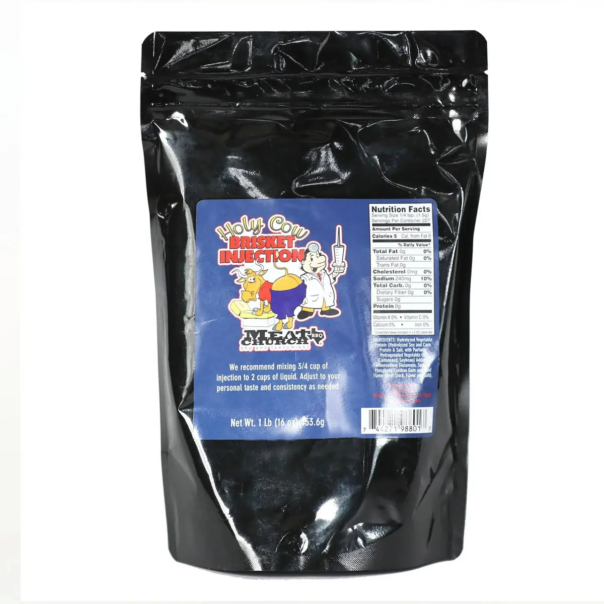 Meat Church Holy Cow Brisket Marinade Injection 16 Oz Resealable Bag 1