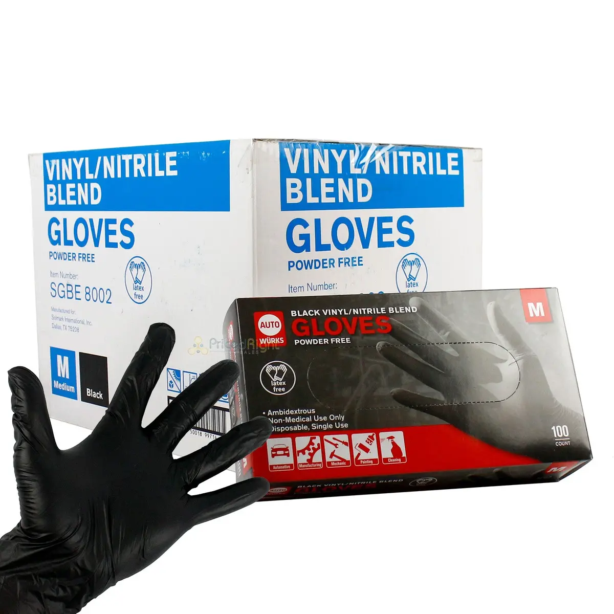 1000 Medium Vinyl Nitrile Gloves10 Boxes 100 Powder Latex Free Non Medical Grade 1
