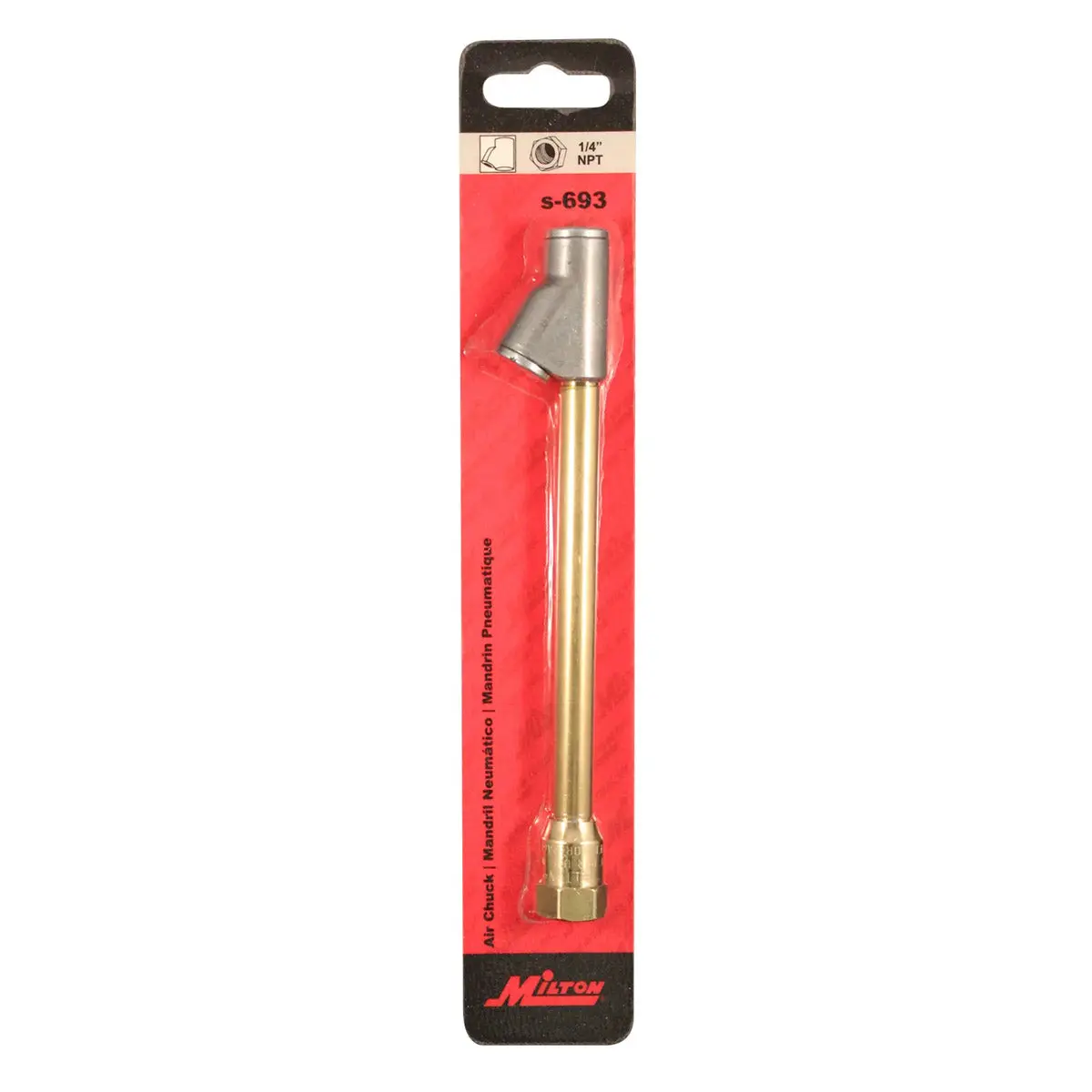 Milton S-693 Dual Head Straight Foot Air Chuck Tire Pressure Gauge 1/4" Fnpt 1