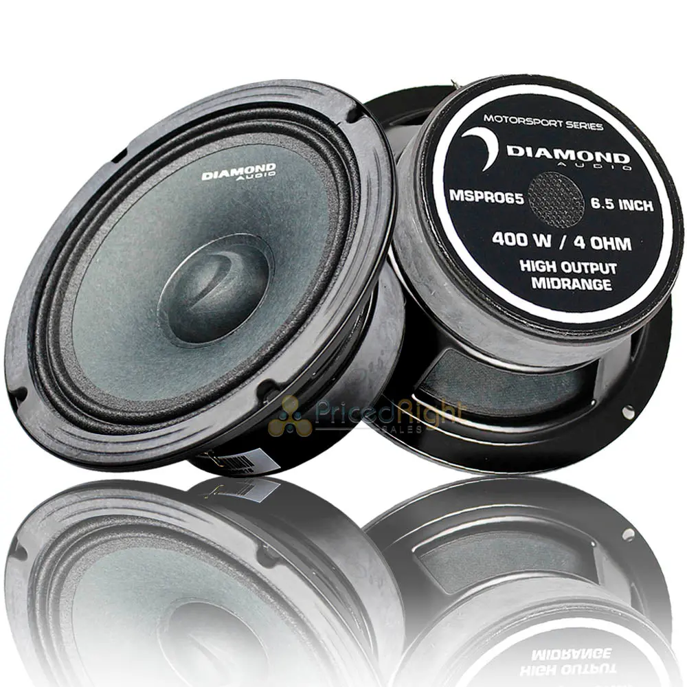 Diamond Audio 6.5" Mid Range Speakers 400 Watts Max 4 Ohm Car Audio Mspro65 Pair 1