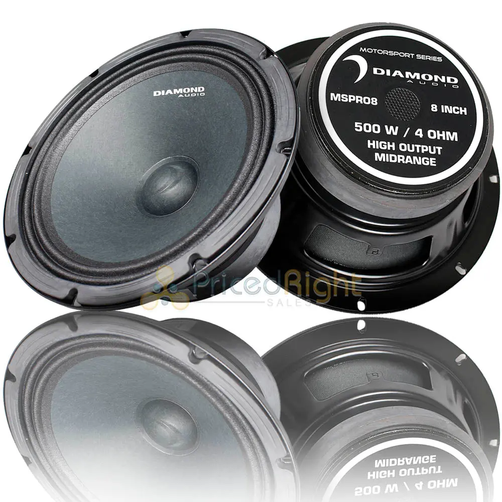 Diamond Audio 8" Mid Range Speaker 500 Watts Rms Power Pro Style Pair Mspro8 1