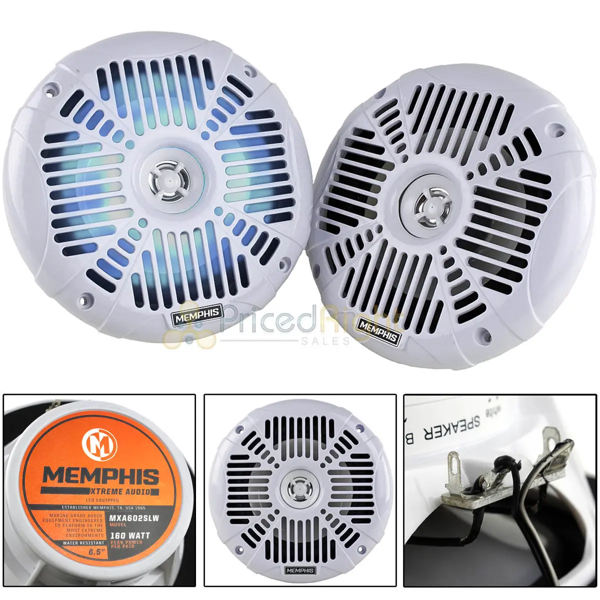 Memphis 6.5" Marine Speakers With Led 80W Max Memphis Extreme Series Mxa602slw 1