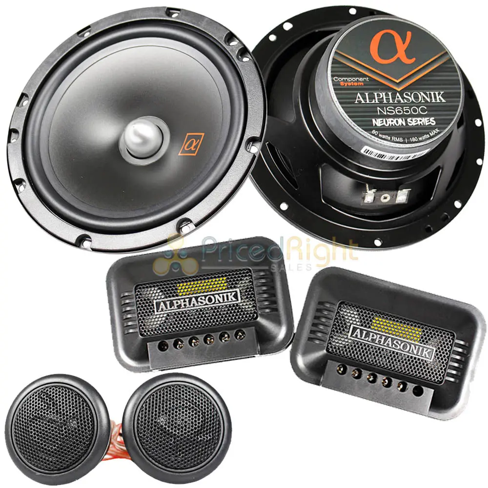 Alphasonik 6.5" 2 Way Component Speakers 180 Watts Max Neuron Series Ns650c 1