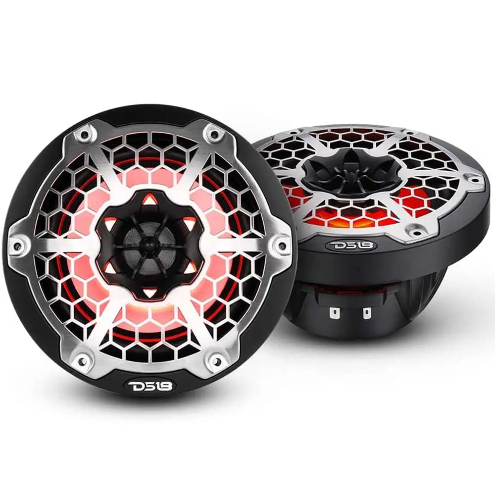 Ds18 6.5" Marine Speakers Integrated Rgb Led Lights 300 Watts Black Hydro Series 1