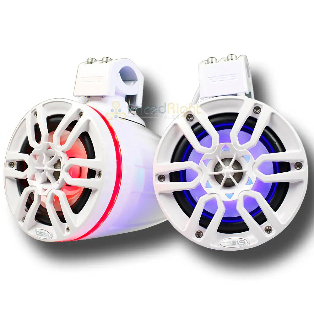 Ds18 6.5" Marine Tower Speakers White Hydro Series Rgb 370 Watts Max Nxl-X6tp/Wh 1