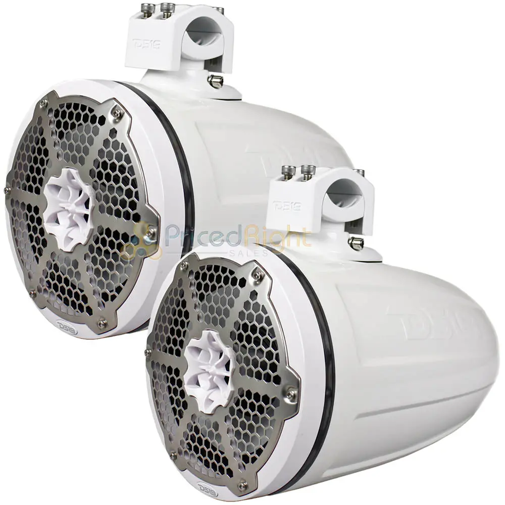﻿Ds18 8" Neodymium Marine Tower Speakers White With Rgb Led Light 550 Watts 1