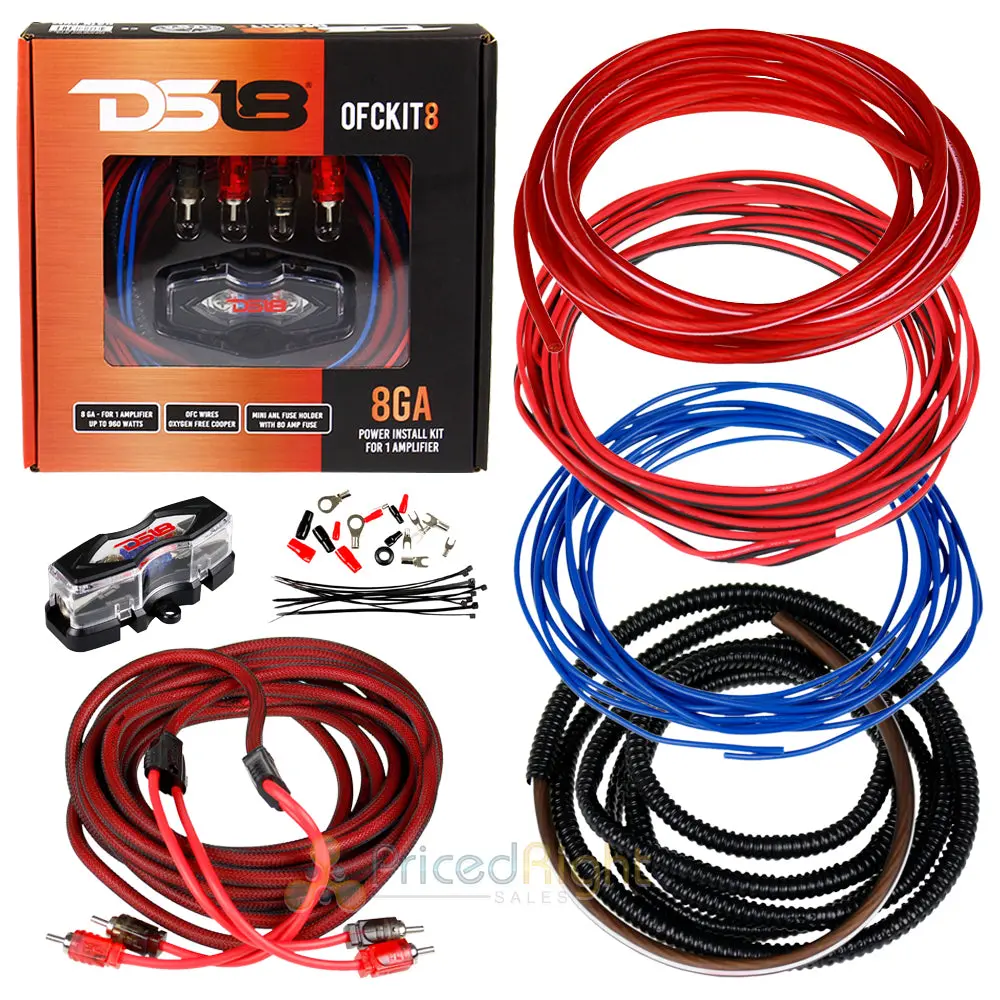 Ds18 8 Gauge Ofc Copper Wiring Kit Amplifier Installation Car Audio Ofckit8 1